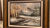 Oil on canvas Winter landscape signed R.