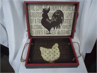 2 Rooster/Chicken decor trays