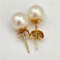 14K Gold Pearl Earrings