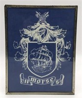 Framed Family Crest H Morse S W/ Knights