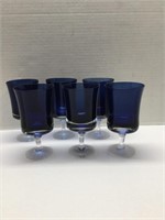 Set of 6 vintage cobalt blue goblets