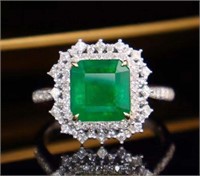 4.7ct Colombian Emerald Ring 18K Gold