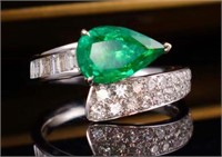 2ct Natural Emerald Ring 18K Gold