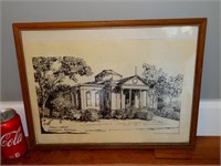 Framed Public Library Henderson, Ky Sketch-Maursey