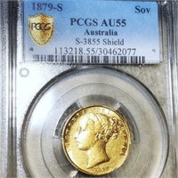 1879-S Australian Gold Sovereign PCGS - AU55