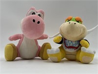 Super Mario Bros Bowser and Pink Yoshi Plushes