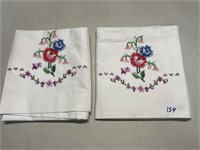 PRETTY SET OF CROSS STICHED PILLOW CASES