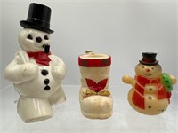 Vintage Christmas hard plastic snowman and more