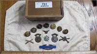 14pcs. - Vintage Infantry Pins, Military Collar