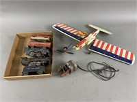 Vtrg Marx Trains w/ Cars w/ Cox Airplane & Motor +