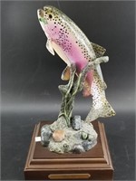 Resin rainbow trout display about 13" tall