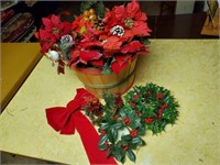 Bushel basket of poinsettas, holiday florals