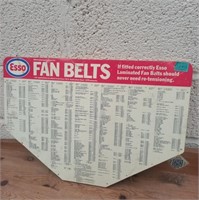 Vintage "Esso" Fan Belt Auto Shop Sign on Plywood