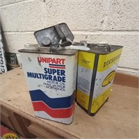 Four x 5 Litre Oil Cans including Esso and