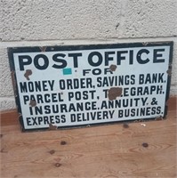Original Enamel "Post Office" Sign "Chromo"