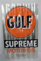 Gulf Supreme corrugated metal sign. Measures: