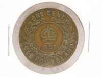 1907 NEWFOUNDLAND 1 CANT, VF