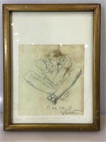 Double sided signed original pencil drawing,