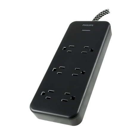 Philips 6-Outlet Surge  8ft Cord  Black