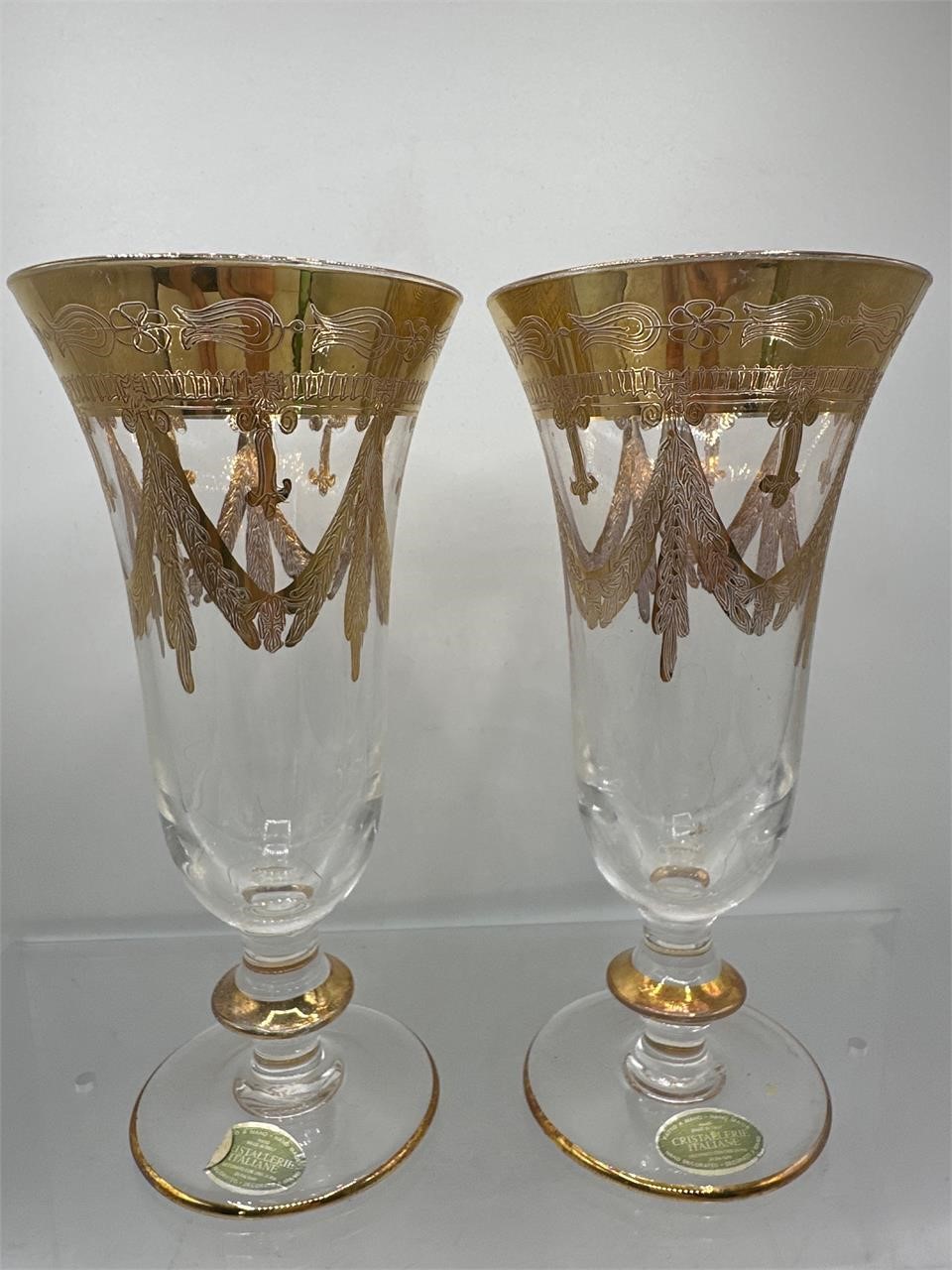 Italy gold overlay crystal glasses