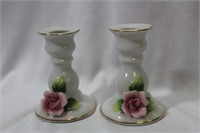 A Pair of Ceramic Candle Holders