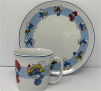 Smurf  Porcelain Cup and Plate 1982