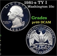 Proof 1981-s TY I Washington Quarter 25c Grades GE