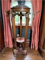 French style Mahogany ormolu marble top stand