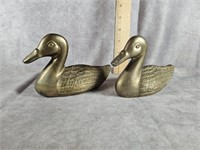 PAIR OF BRASS DUCKS