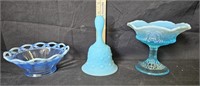 Fenton Daisy & Button Bell Blue Satin, Fenton