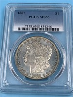 PCGS Graded, MS 63, Morgan Silver dollar  1885