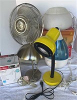 Fan, Dehumidifiers, and Lamps