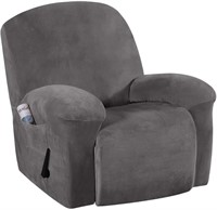 Recliner Chair Cover Velvet Plush 1-Piece -GREY