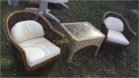 Whicker Patio Chairs and Table