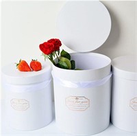 Cylindrical Packaging Flower Paper Box (White)