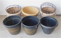 Group of 6 Planters plus 3 Hanging Baskets