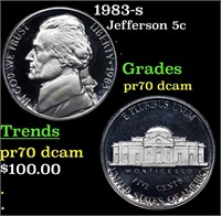 Proof 1983-s Jefferson Nickel 5c Graded pr70 dcam