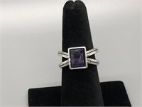 Nice Square Amethyst and Silver Ring