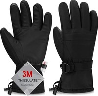 Ski Gloves  Warmest Waterproof  L-XL/S-M Black