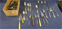 Box of Assorted Vintage Flatware and Knives