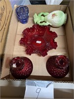 ASST. CRANBERRY FENTON GLASSWARE & VASE