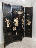 4-panel Chinese screen with applied figures