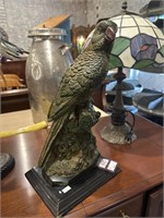 Bronze parrot sculpture