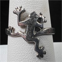 Frog Sterling Ring Band - 925 Silver - Size 7.5