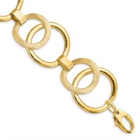 14k -Polished Scratch-finish Fancy Link Bracelet