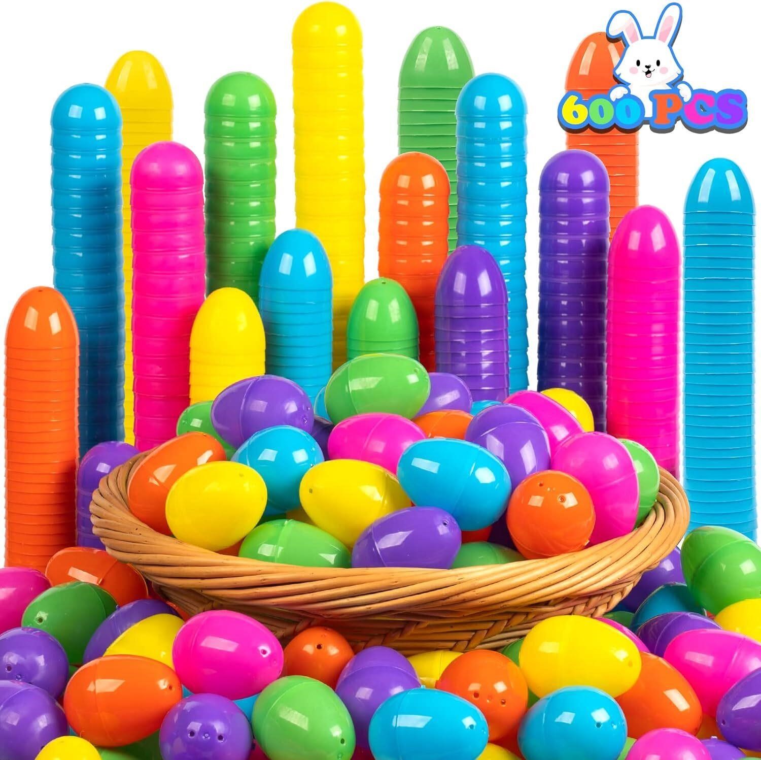 600 Pcs, 2.4 Plastic Easter Eggs, Colorful.