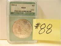 1890s Morgan Silver Dollar Cert. NTC MS65