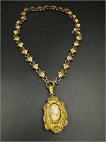 Victorian cameo locket necklace