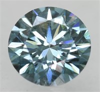 Certified .73 Cts Vivid Blue Round Loose Diamond