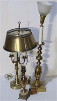 (E) Brass Table Lamps. Chandelier 3 Light, Marble